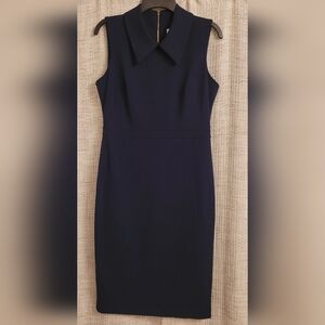 Calvin Klein Navy Sleeveless Sheath Dress|Classic Workwear Corporate Chic